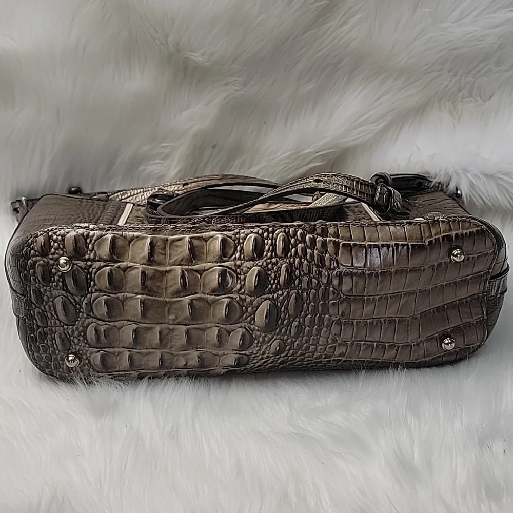 BRAHMIN Mini Asher Elmwood Padua Croc Embossed Convertible‎ Tote Satchel Bag